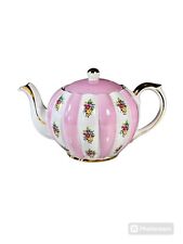 Rare Vintage Gibsons Staffordshire England Pink White Porcelain Floral Teapot picture