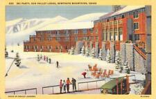 Ski Party SUN VALLEY LODGE Sawtooth Mountains, Idaho c1940s Vintage Postcard picture