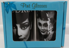 Vintage Audrey Hepburn 16 oz Pint Glasses Set of 2    LA picture