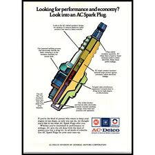1975 AC Delco Spark Plugs Vintage Print Ad Cutaway Drawing Man Cave Wall Art picture