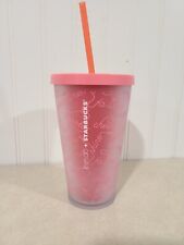 Starbucks Ban.do Pink Holiday Cheer Cold Cup Tumbler Coffee Tea Straw Drink  picture
