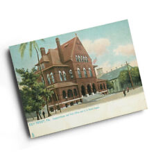 A4 PRINT - Vintage Florida USA - Key West. Custom-House and Post Office picture