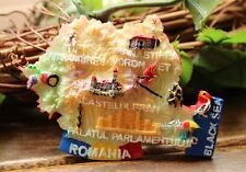 Romania's Map Little Fish Shaped Tourist Travel Souvenir 3D Resin Fridge Magnet picture