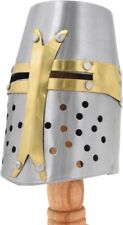 Medieval Warrior 18 Gauge Steel Mini Crusader Display Helmet with Stand picture