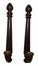 MCM Wooden Pair Tapered VTG Wall Mount Candle Holder Charles Lesters Sconces picture