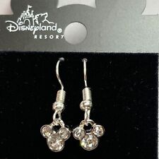 Vintage Disney Mickey Mouse Ears Earrings Disneyana Dainty Crystal Silver Plated picture