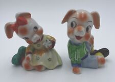 Vintage Hand Painted Japan Anthropomorphic Boy/Girl Bunnies Rabbits Figurines picture