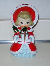 Vtg Thames Japan Christmas Girl Figurine w Gifts in Red White Bonnet Coat 6 1/2