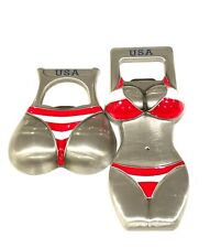A Pair of Sexy Bikini USA Bottle Openers / Pin up Magnets picture