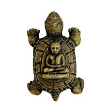 Lp Ngern Turtle Phra Money Tortoise Buddha Yant Pocket Amulet Mini Brass Statue picture