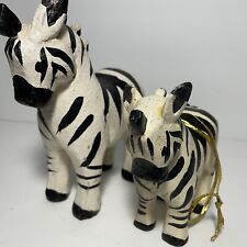1994 House of Hatten Noah's Ark Two By Two Set of 2 Black & White Zebras (4”&6”) picture