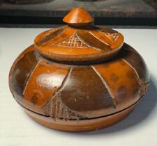 Vintage Hand Carved Wooden Trinket Box With Lid picture