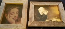 Religious Painting With Barn Yard Frame, Jesus Christ, & Give Us This Day Our .. picture