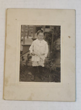 Vintage Cabinet Card Young Boy in White Suit April 1910 picture