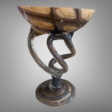 Jozefina Krosno Hand Blown Art Glass Jellyfish Bowl Pedestal Dish picture