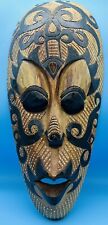 Vintage Wall Art Hand-crafted Wooden Indonesia ￼Tribal  Tattoo Face Mask  19.5” picture