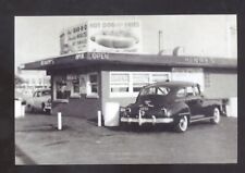 REAL PHOTO CICERO ILLINOIS HOT DOG STAND OLD CARS ADVERTISING POSTCARD COPY picture