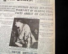 FRANK COSTELLO Gangster MOB BOSS Kefauver Hearings 1951 New York Times Newspaper picture