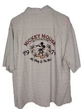 Mickey Mouse in Paradise Disney 1971 Embroidered  Button Down Shirt Size L picture