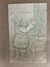 Postcard Santa Claus Merry Christmas Airbrushed Embossed Vintage UDB picture