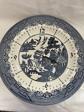 Churchill England Blue Willow Plate Clock Quartz Royal Dinner Sized Plate Works picture