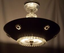Antique Chandelier Light Vtg Ceiling Fixture Candlewick Art MCM Rewired USA #F5 picture