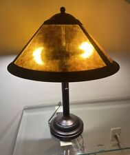 Vintage Mission Mica Series Tenor Bronze Double Socket Table Lamp W/ Pull Cords picture