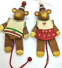 Dancing Christmas Ornaments Bears Pull String Puppet Toys Wooden picture