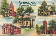 c1940 City Of Beautiful Churches Multi View Linen Florence AL P568 picture
