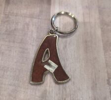 Metal Initial Letter A Brown Sparkle Vintage Keychain picture