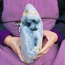 10.75LBNatural Beautiful Blue Celestite Crystal Geode Cave Mineral Specimen220 picture