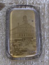Antique Faneuil Hall Boston, MA Photo Glass Paperweight 1800s Early 1900s picture