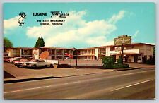 Vintage Postcard OR Eugene TraveLodge East Broadway 50s 60s Cars Chrome picture