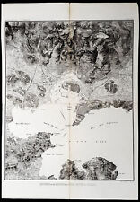 1856 Capt. Richard Delafield Antique Map City & Naval Defenses of Toulon, France picture