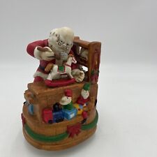 Vintage Santas Workshop Santa Claus Is Coming To Town Spinning Music Box Wind Up picture