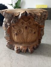 Adorable Hand Carved Crocodile Wood Owl Family Mum With Babies Sculpture picture