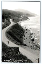 1952 Birds Eye View Of Oregon Coast Highway Gold Beach OR RPPC Photo Postcard picture