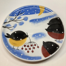 Helena Tilk Estonia Winter Birds Plate Platter Hand Painted Ceramic Lot of 3 picture