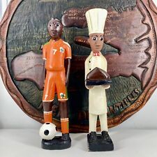 2 BAULE Ivory Coast COLONIAL STATUES Soccer Player-Chef 12