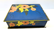 Vintage Rare Malone's Candies Art Deco Floral Tin Hinged Lid Box picture
