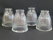 4 Vtg Shades Ribbed Clear Glass Ceiling Fan Chandelier Wall Sconce picture