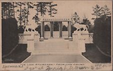 Lakewood NJ New Jersey Lion Staircase, Georgian Court VTG 1906 BW Photo Postcard picture