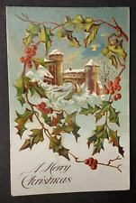 1909 Postcard Christmas Greeting Embossed Antique Turn of Century Post Card picture