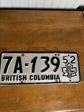 1952 British Columbia License Plate With Totem And Maple Leaf  picture
