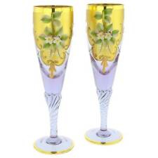 GlassOfVenice Set of Two Murano Glass Champagne Flutes 24K Gold Leaf - Lavender picture