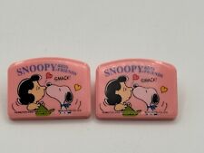 Pair of Vintage Snoopy and Friends Lucy Peanuts Pink Clips Barunson Fancy Korea picture
