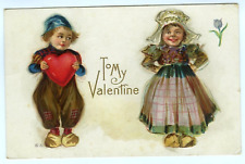 Valentine Dutch Children Wooden Shoes 1911 Postcard picture