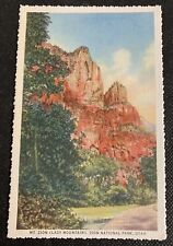 Vintage Linen Zion NP 1932 Postcard Mt. Zion, Lady Mountain Scalloped Edge picture