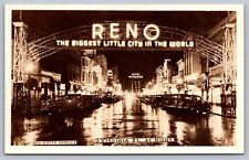 Postcard Reno Nevada Virginia Street at Night RPPC picture