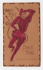 Why The Devil Don't You... Devil Humor Antique Leather Unposted Postcard picture